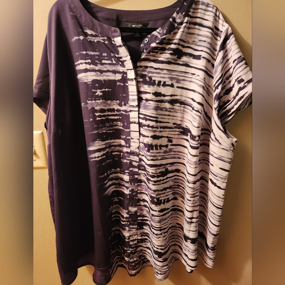 Simply Vera Vera Wang Striped Purple and White Blouse